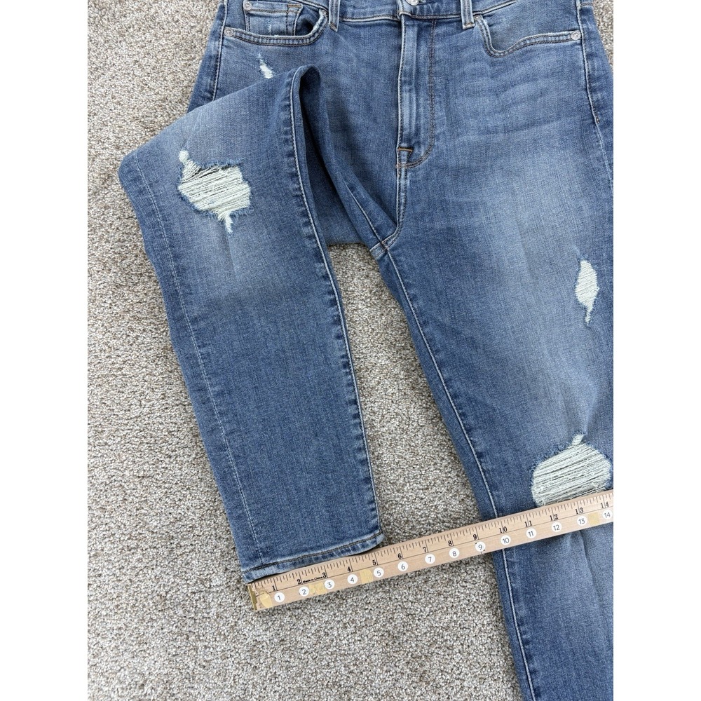 7 For All Mankind Luxe Vintage High Waist Ankle Skinny Womens 30 Blue Distressed - Picture 11 of 12